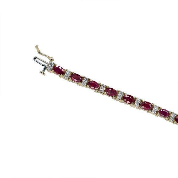 14K Yellow Gold 12.50 Ct. tw. Ruby and Diamond Bracelet - Picture 2 of 3